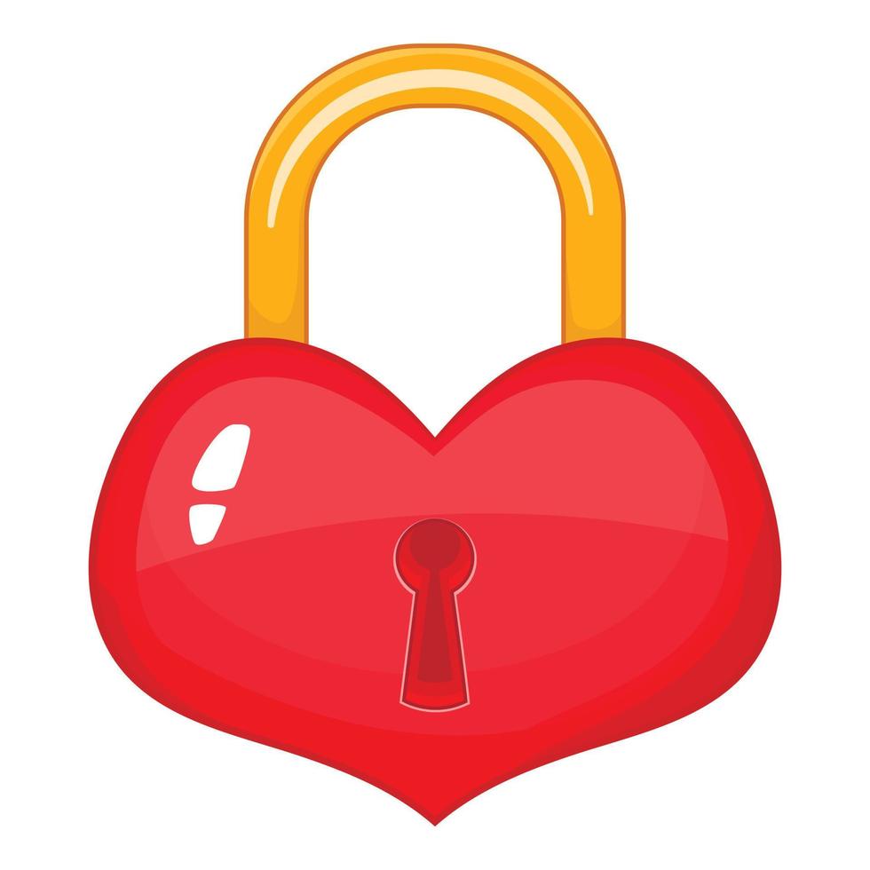 Heart-shaped lock icon, cartoon style vector