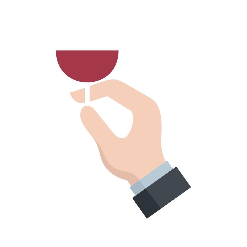 Sommelier glass in hand icon flat isolated vector