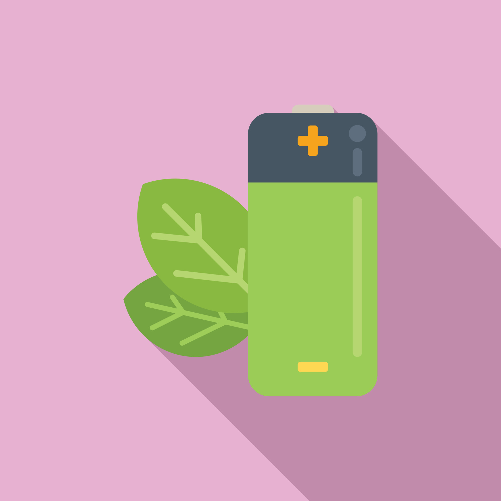 Eco charge battery icon flat vector. Nature power 14937363 Vector Art