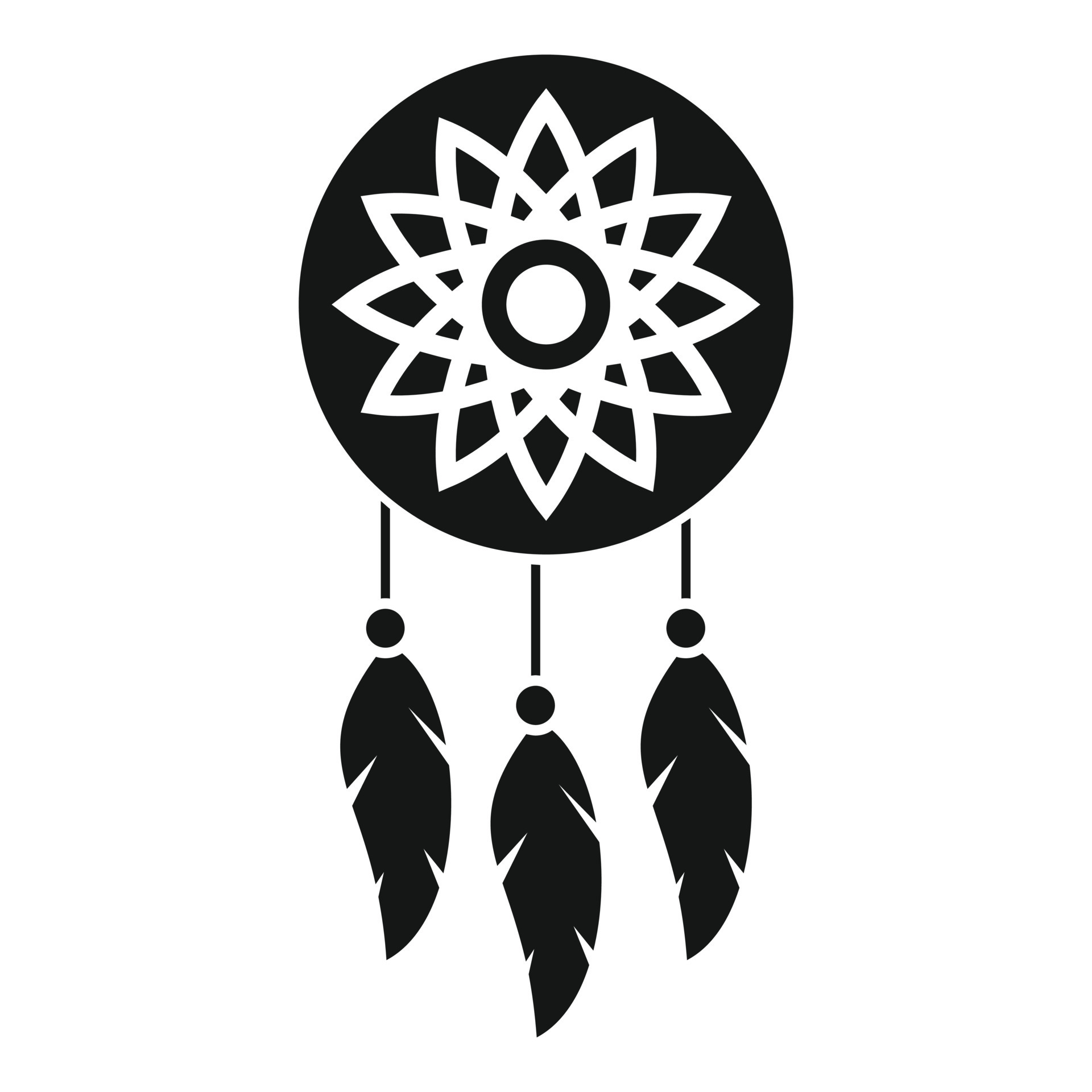 Dream catcher icon of native american with feather, silhouette