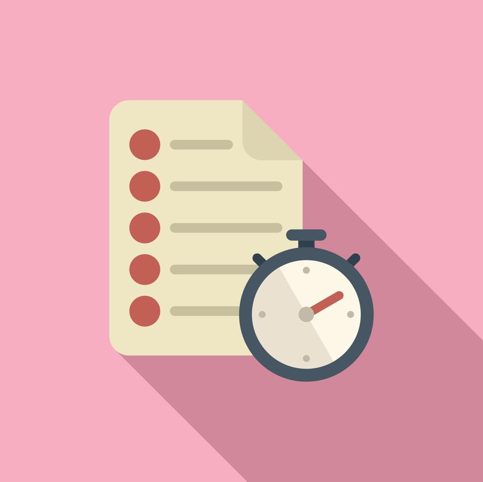 Time paper icon flat vector. Work control vector