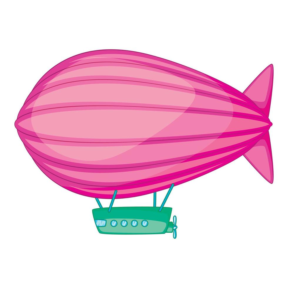 Flying airship icon, cartoon style vector