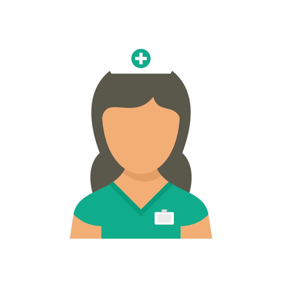 Medic nurse icon flat isolated vector