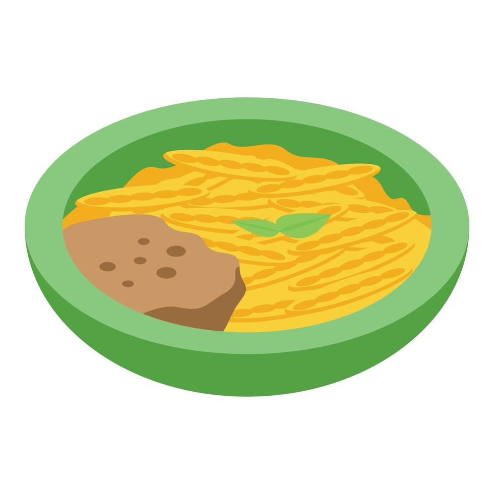 Pasta food icon isometric vector. Cheese menu vector