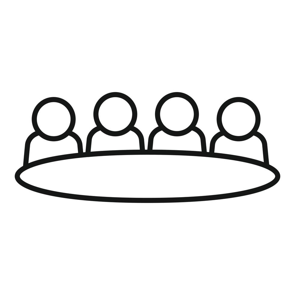 Round table speak icon outline vector. People talk vector