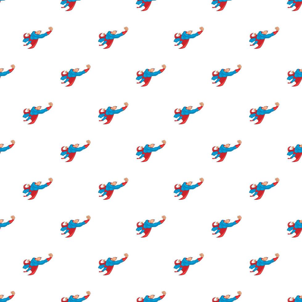 Superhero flying to fight pattern, cartoon style vector