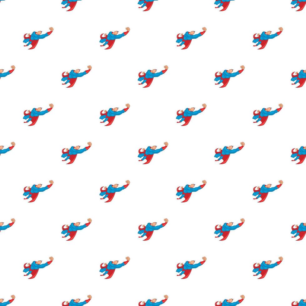 Superhero flying to fight pattern, cartoon style vector