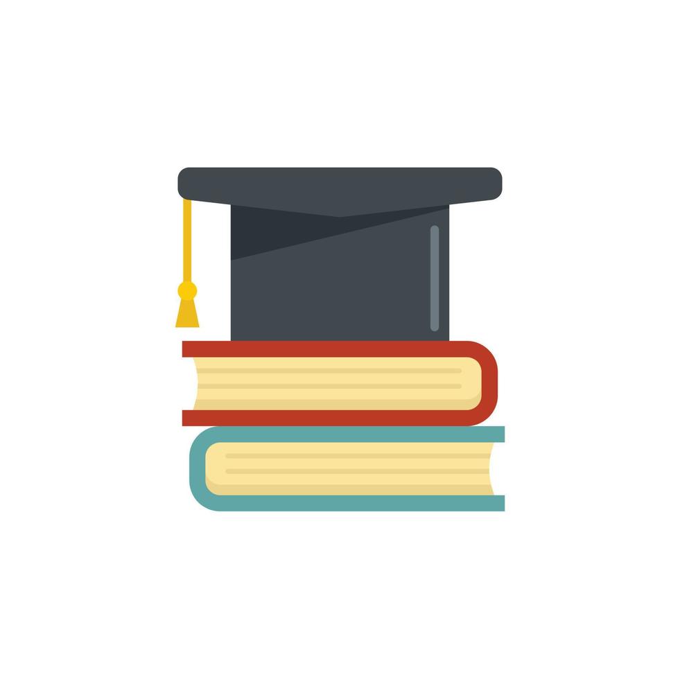 biblioteca graduado sombrero icono plano aislado vector