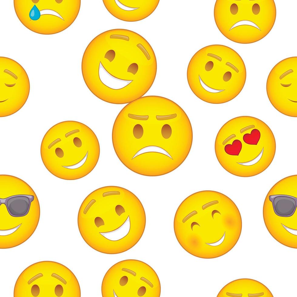 Emoticons pattern, cartoon style vector