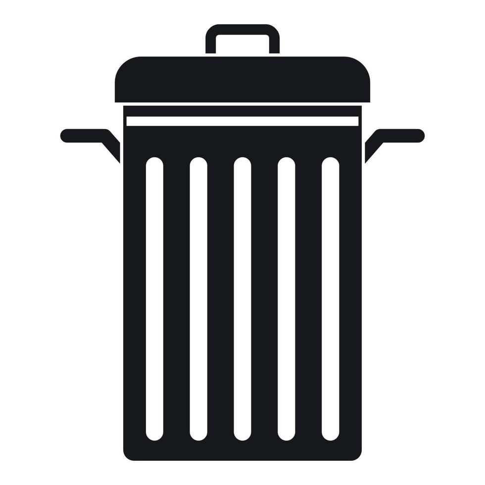 Metal trash can icon, simple style vector