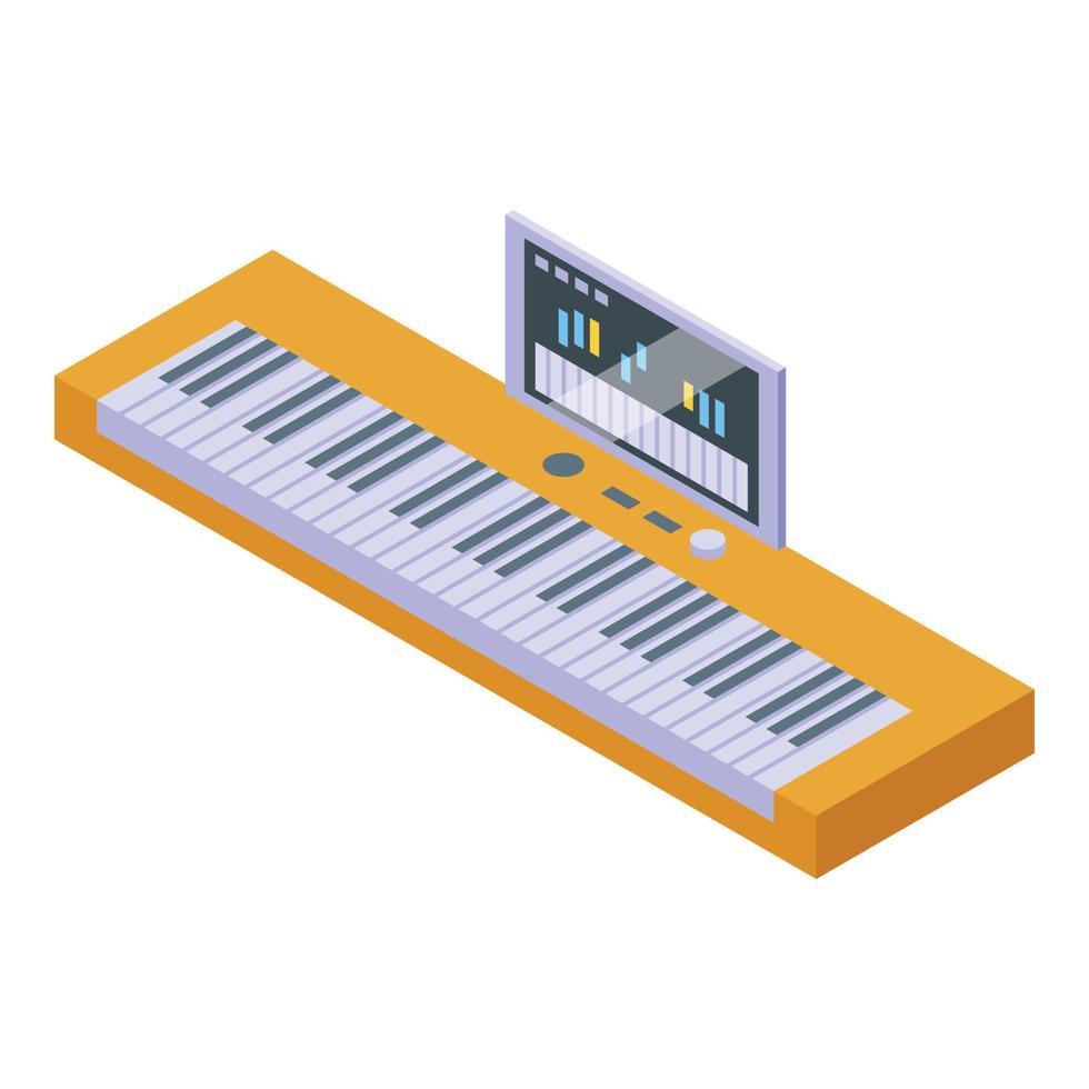 Dj synthesizer icon isometric vector. Piano music vector