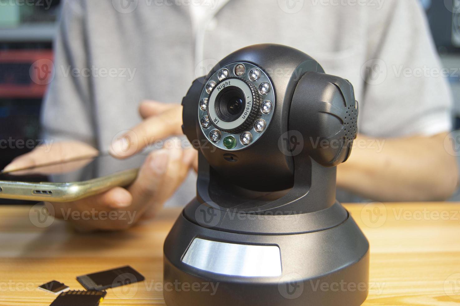 Close-up IP cameras Install IP CCTV cameras or high-tech surveillance systems. CCTV system photo