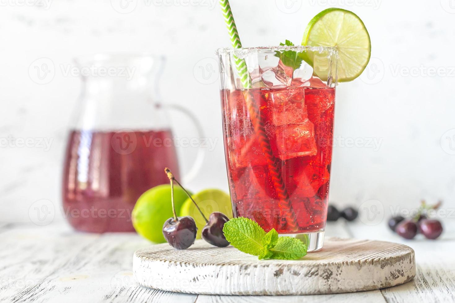 Glass of cherry mojito photo