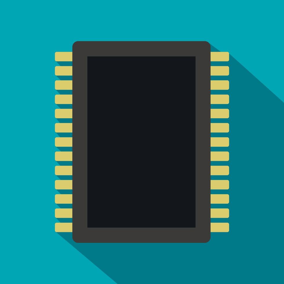 Computer electronic circuit board icon, flat style vector