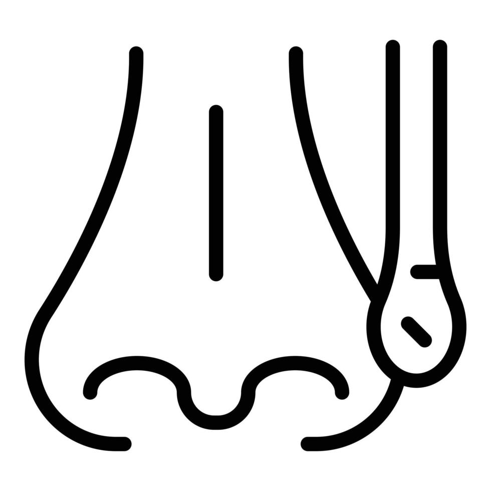 vector de contorno de icono de hisopo nasal. prueba pcr