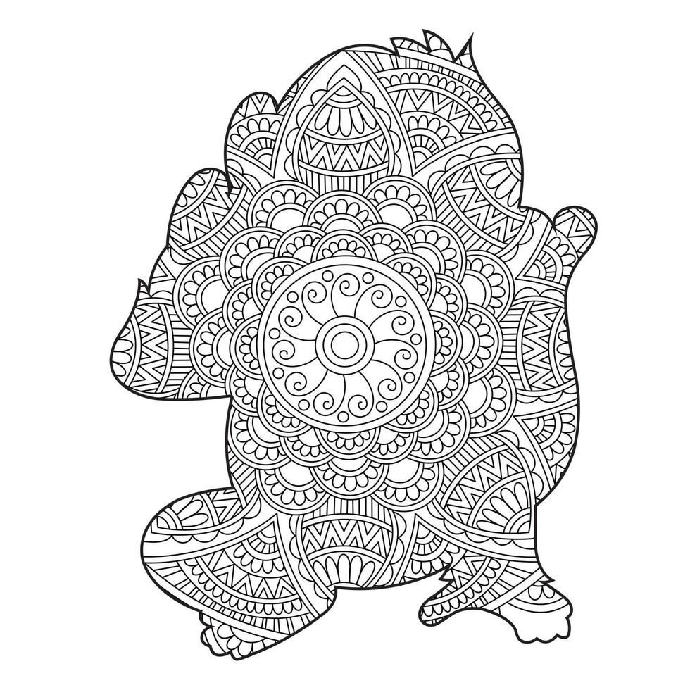 mono mandala página para colorear para adultos floral animal libro para colorear aislado sobre fondo blanco página para colorear antiestrés ilustración vectorial vector