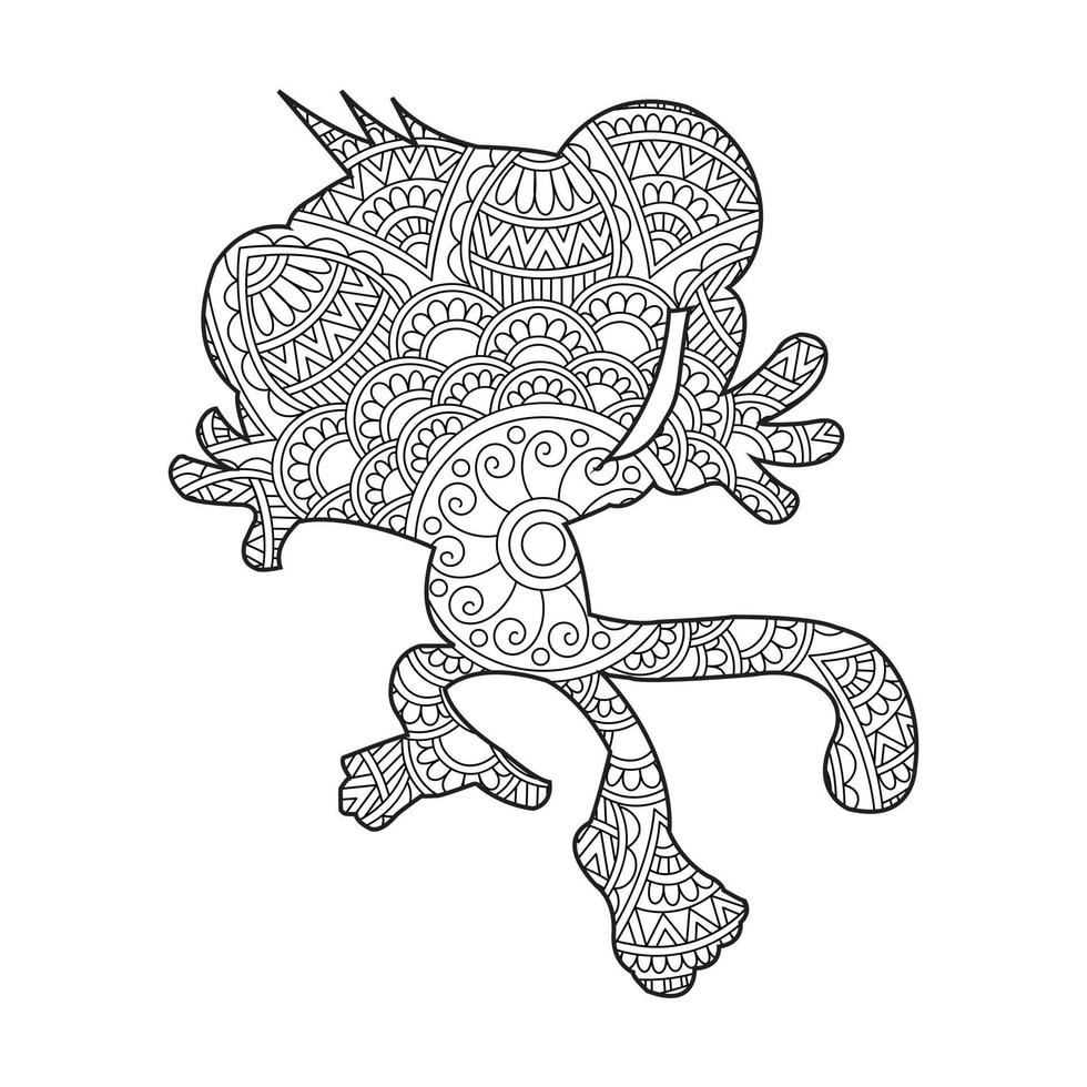 Monkey Mandala Coloring Page for Adults Floral Animal Coloring Book Isolated on White Background Antistress Coloring Page Vector Illustration