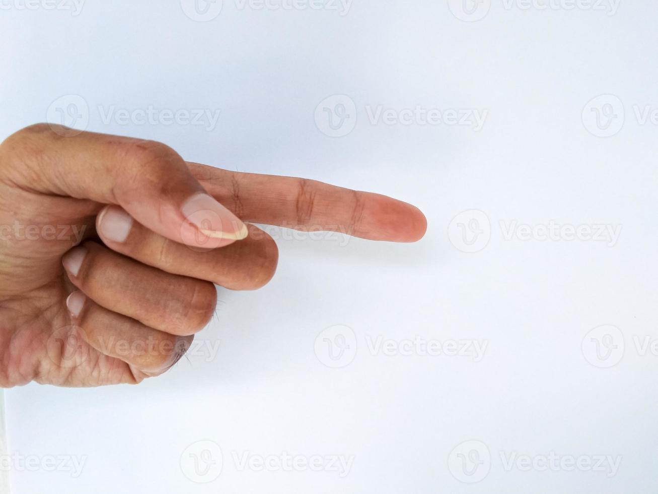 asian man hand with sign pointing forward or sideways photo