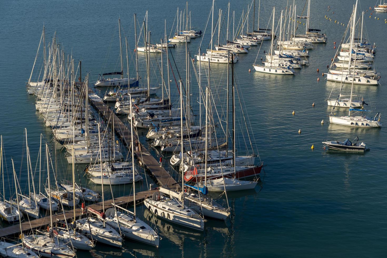 Sea port with moored sailing boats Lerici Italy November 20, 2022 photo