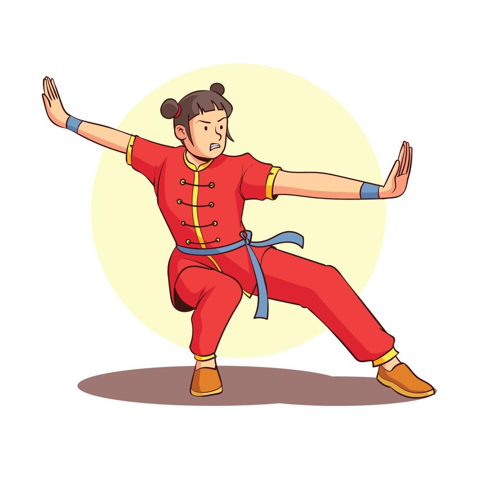 dibujado a mano wushu arte marcial vector