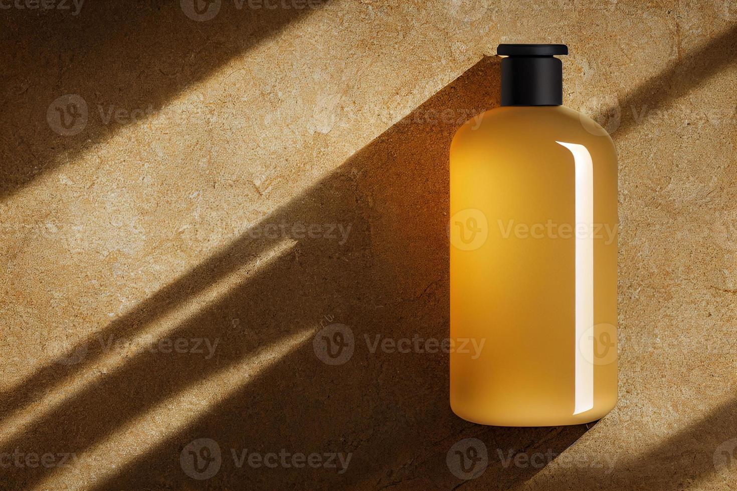 Cosmetic bottle packaging mock up. Natural marble stone backgound. Product p photo