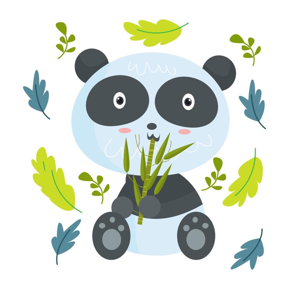 Cute Panda Cartoon Characters suitable for children's clothing designs vector
