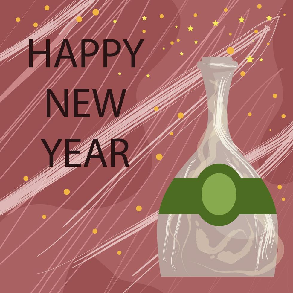 Happy New Year Flat Background Vector Illustration