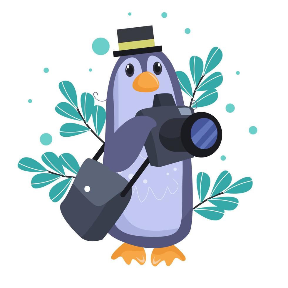 Cute Penguin Cartoon Characters suitable for children's clothing designs vector