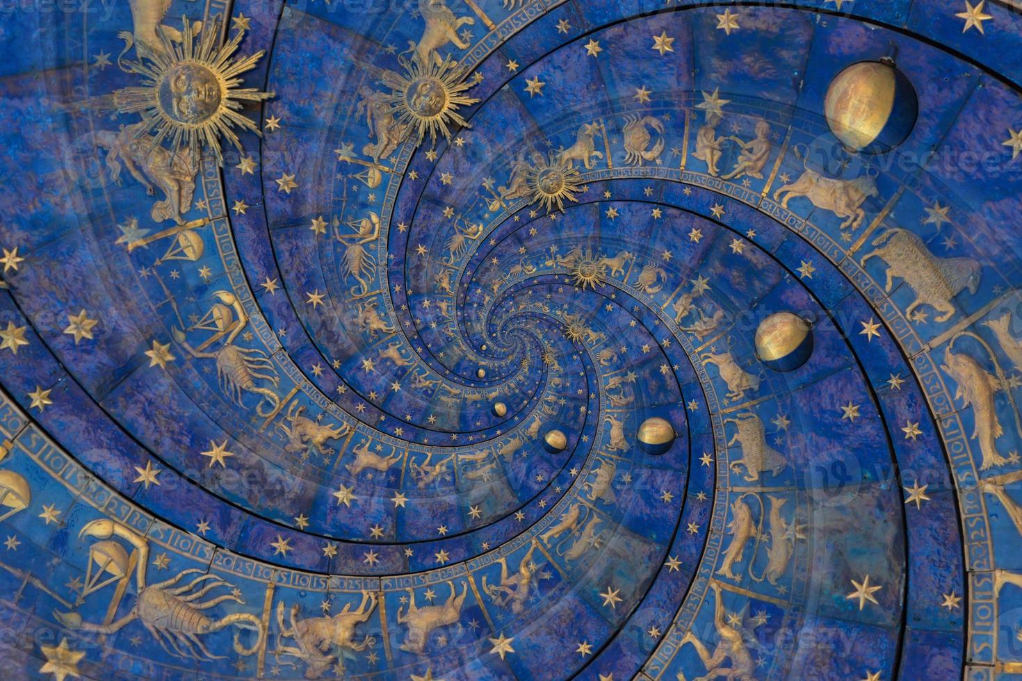 Astrological background with zodiac signs and symbol. photo