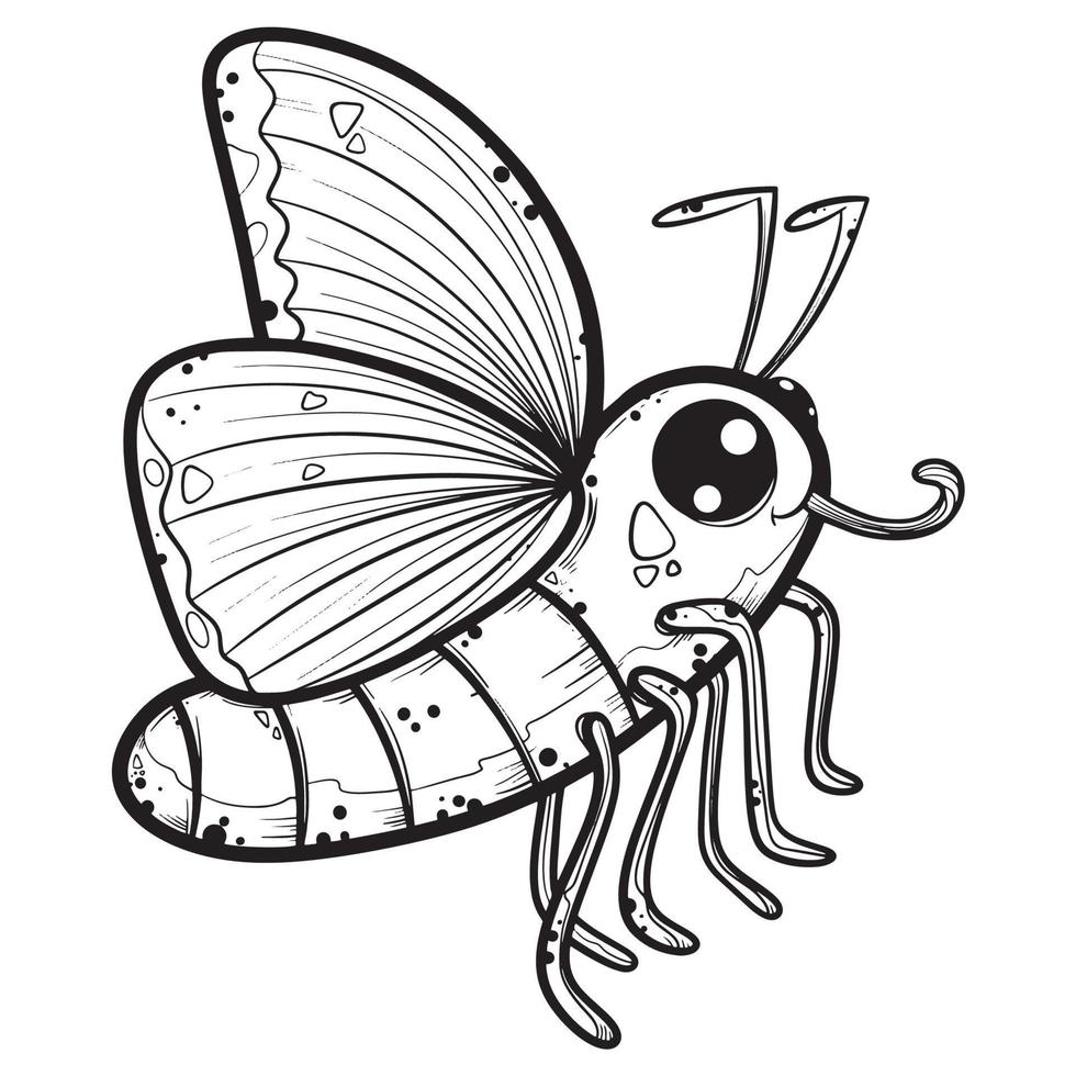 lindo dibujo de línea de dibujos animados de mariposa para niños colorear libro clip art logo icono vector ilustración.