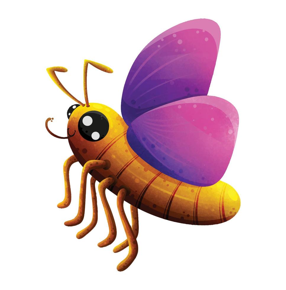 Cute Cartoon Butterfly Clip Art Icon vector