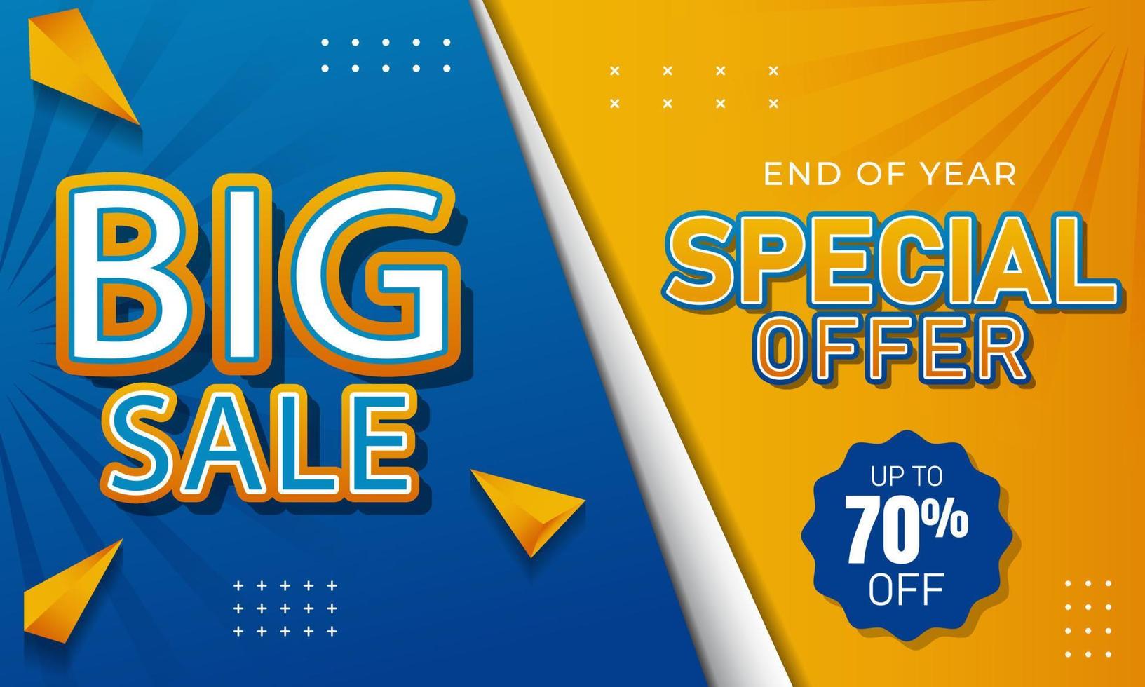 Big sale promotion banner for year. blue and yellow gradient sale background template vector