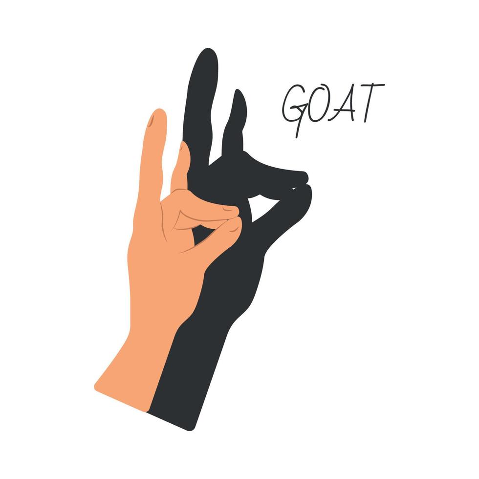 Hands gestures shadow. Antique gaming puppets from hands different theatral action animals goat recent vector symbols