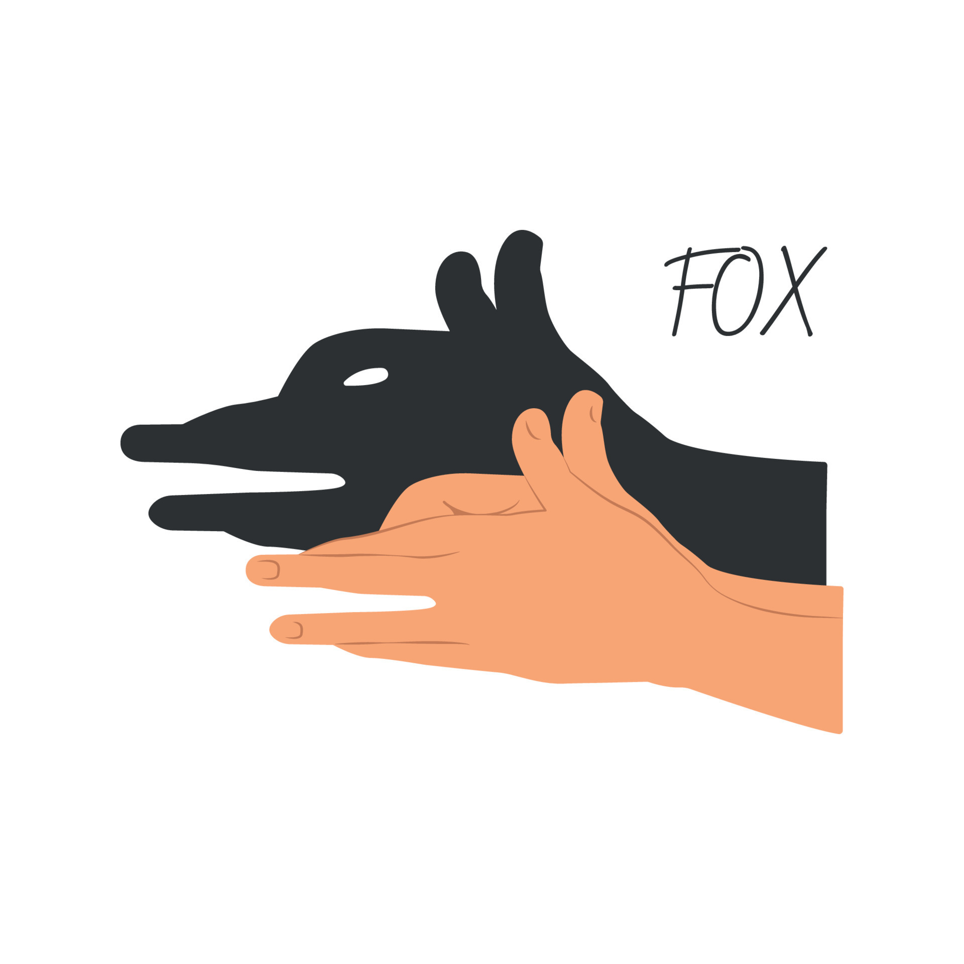 Hands gestures shadow. Antique gaming puppets from hands different theatral  action animals fox recent vector symbols 14940248 Vector Art at Vecteezy