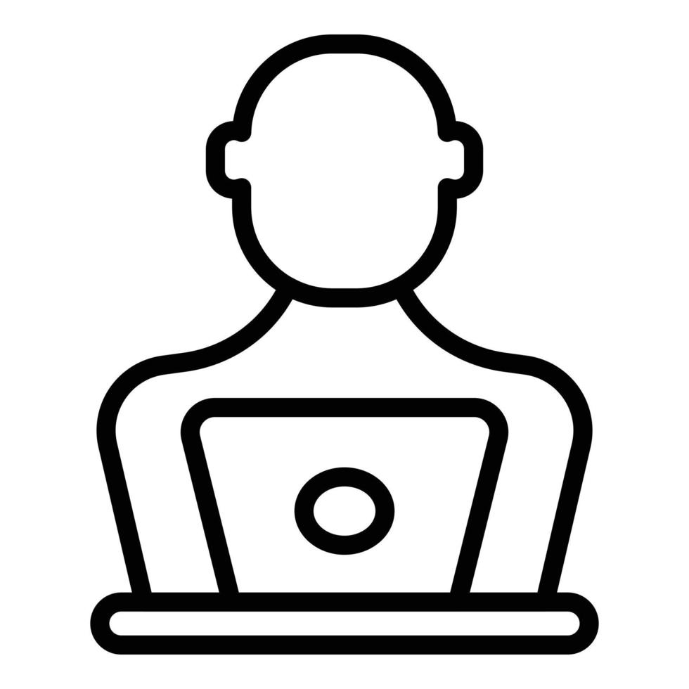 Laptop working icon outline vector. Business team vector