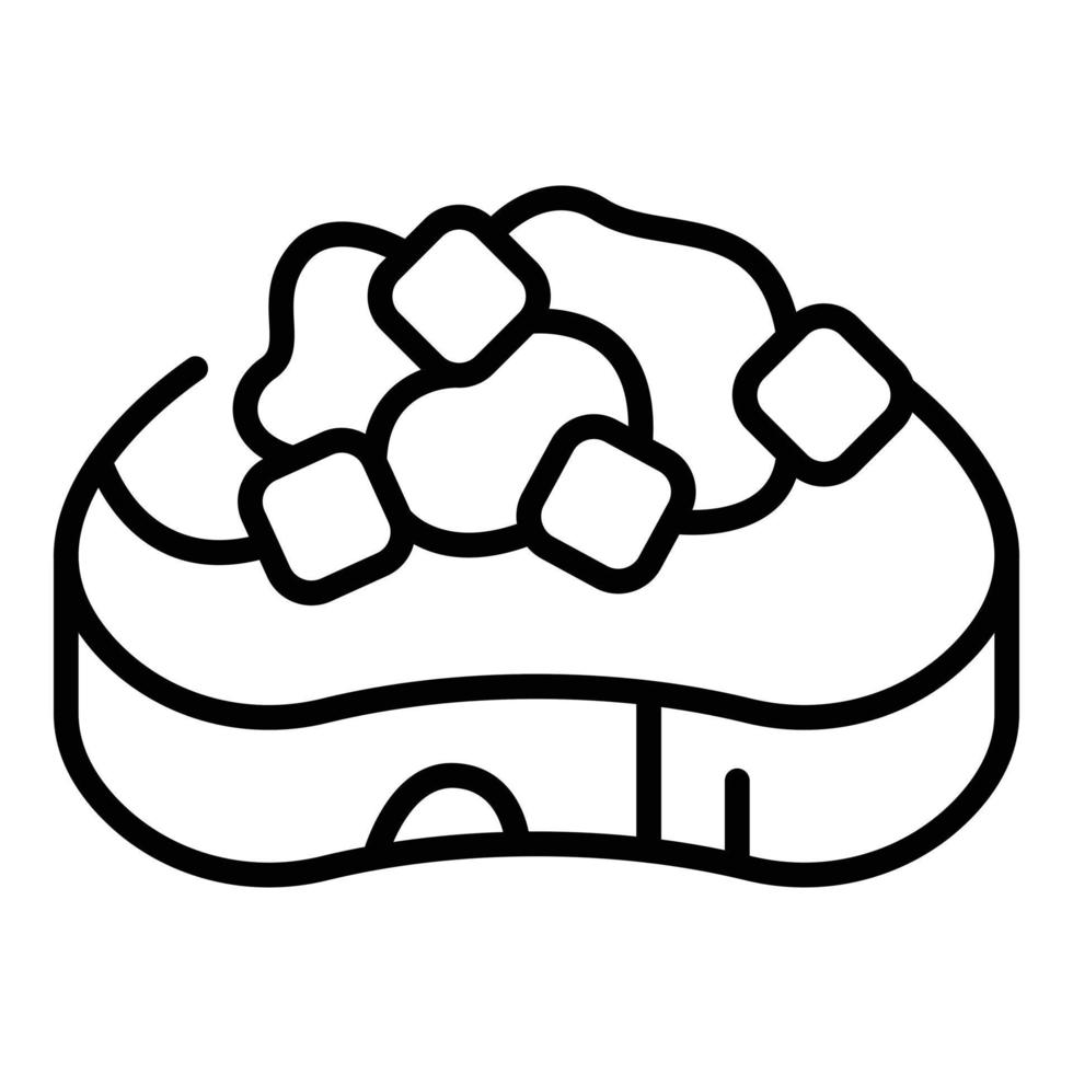 vector de contorno de icono de bruschetta italiana. aperitivo de comida