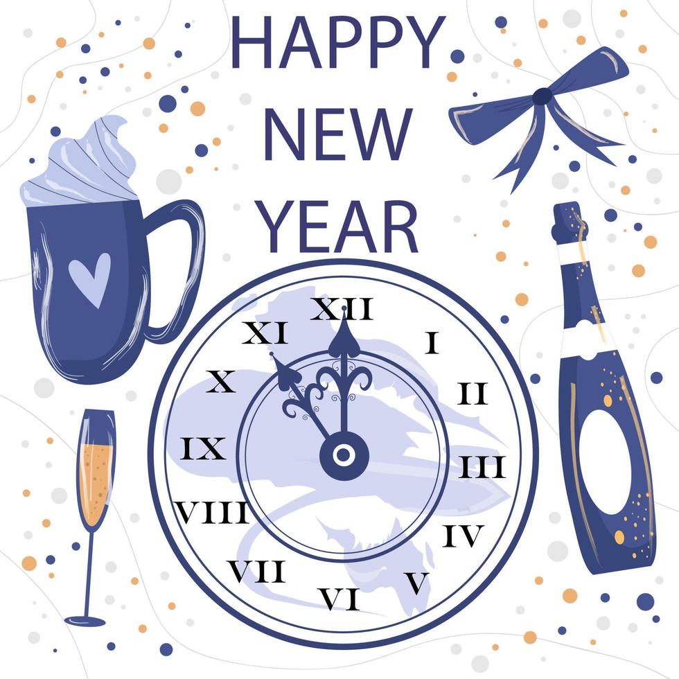 Happy New Year Flat Background Vector Illustration