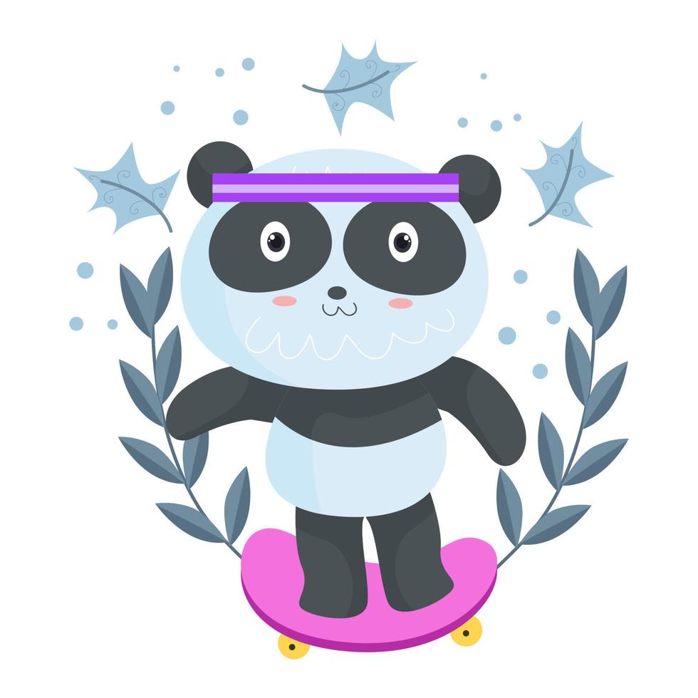 Cute Panda Cartoon Characters suitable for children's clothing designs vector