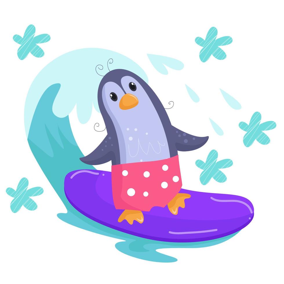 Cute Penguin Cartoon Characters suitable for children's clothing designs vector