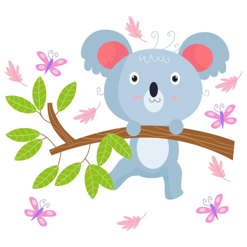 personajes de dibujos animados de koala adecuados para diseños de ropa infantil vector