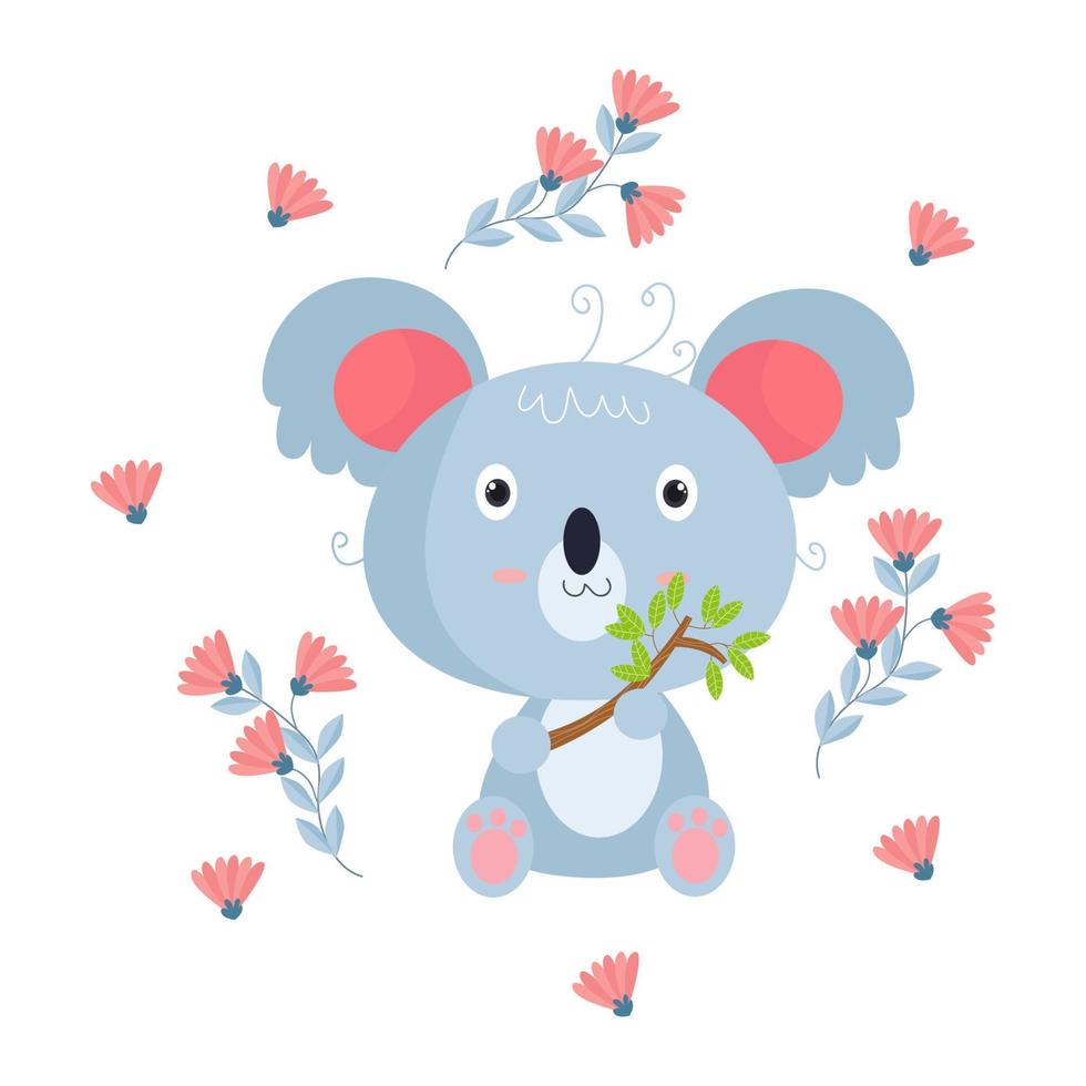 personajes de dibujos animados de koala adecuados para diseños de ropa infantil vector