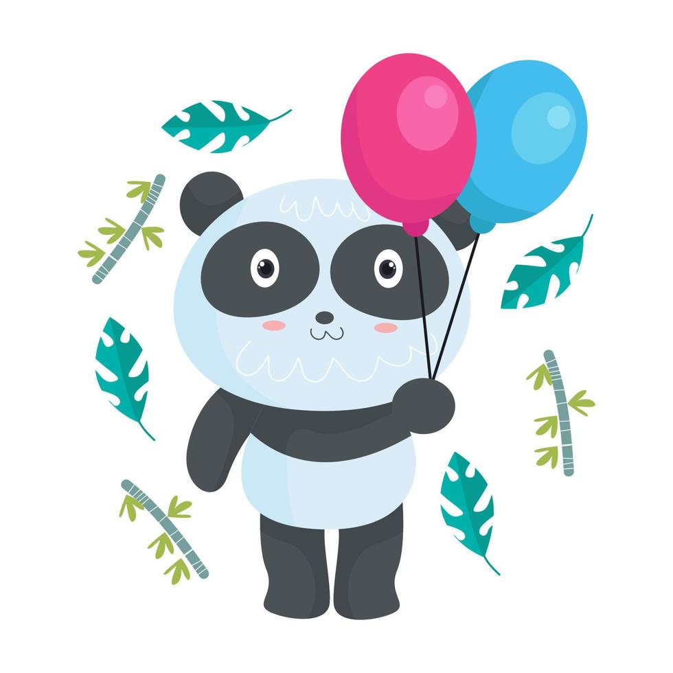 Cute Panda Cartoon Characters suitable for children's clothing designs vector