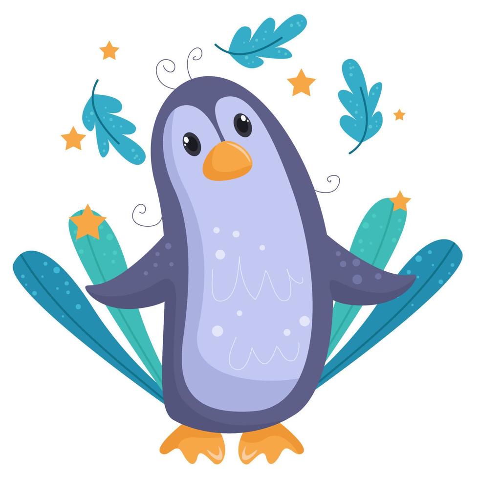 Cute Penguin Cartoon Characters suitable for children's clothing designs vector