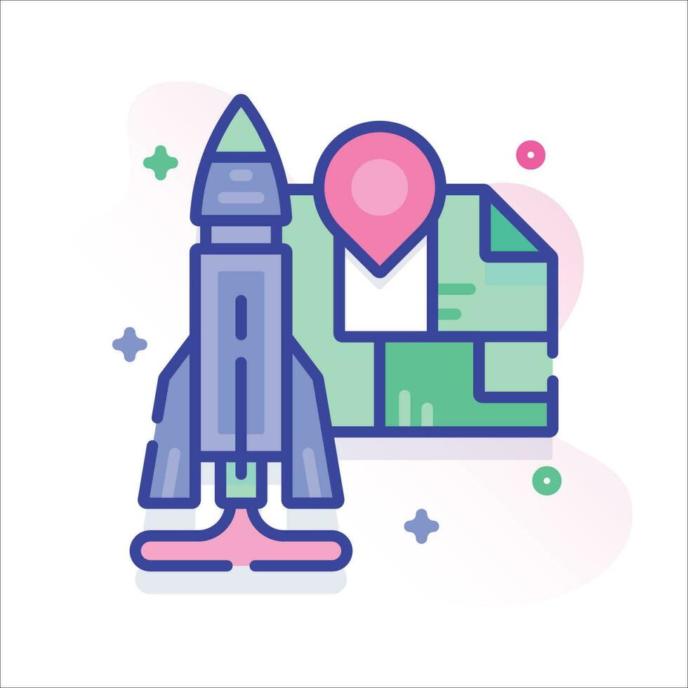 Space Rocket and Location Map Illustration vector