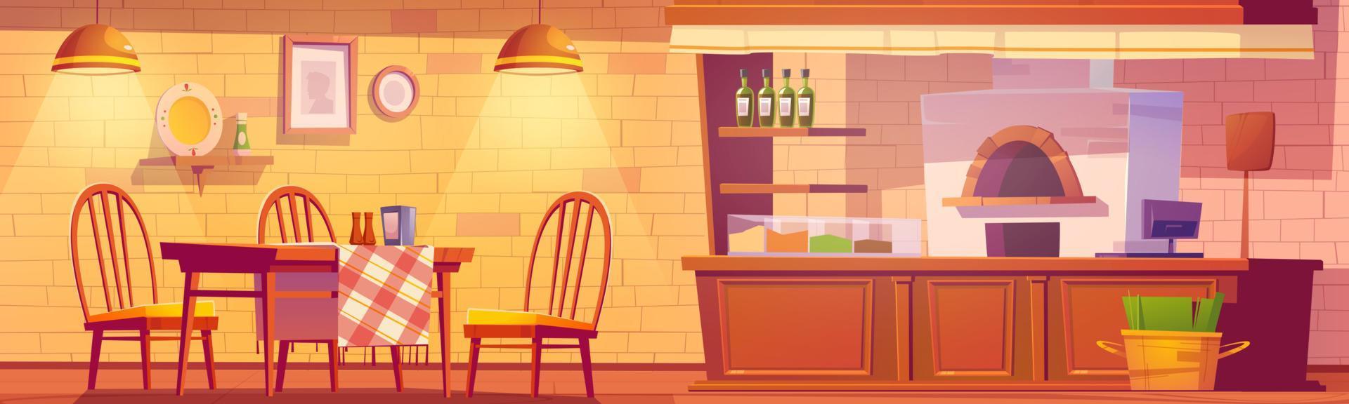 Pizzeria or cozy family cafe with oven for pizza vector
