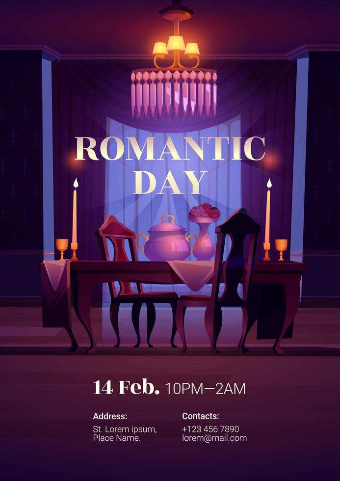 Valentines day poster for romantic dinner vector