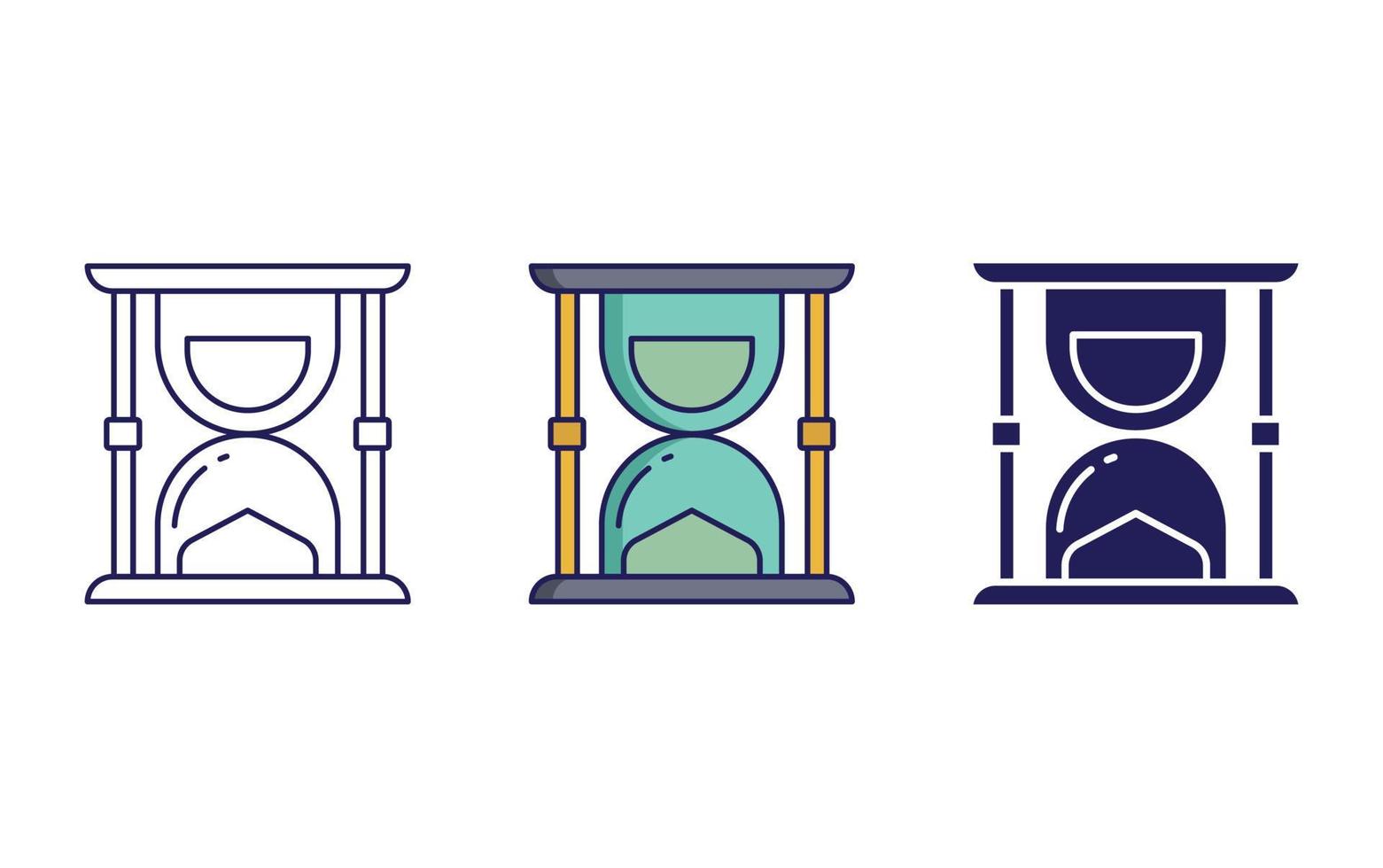línea de reloj de arena e icono de glifo aislado en fondo blanco, ilustración de vector de tiempo de reloj de arena