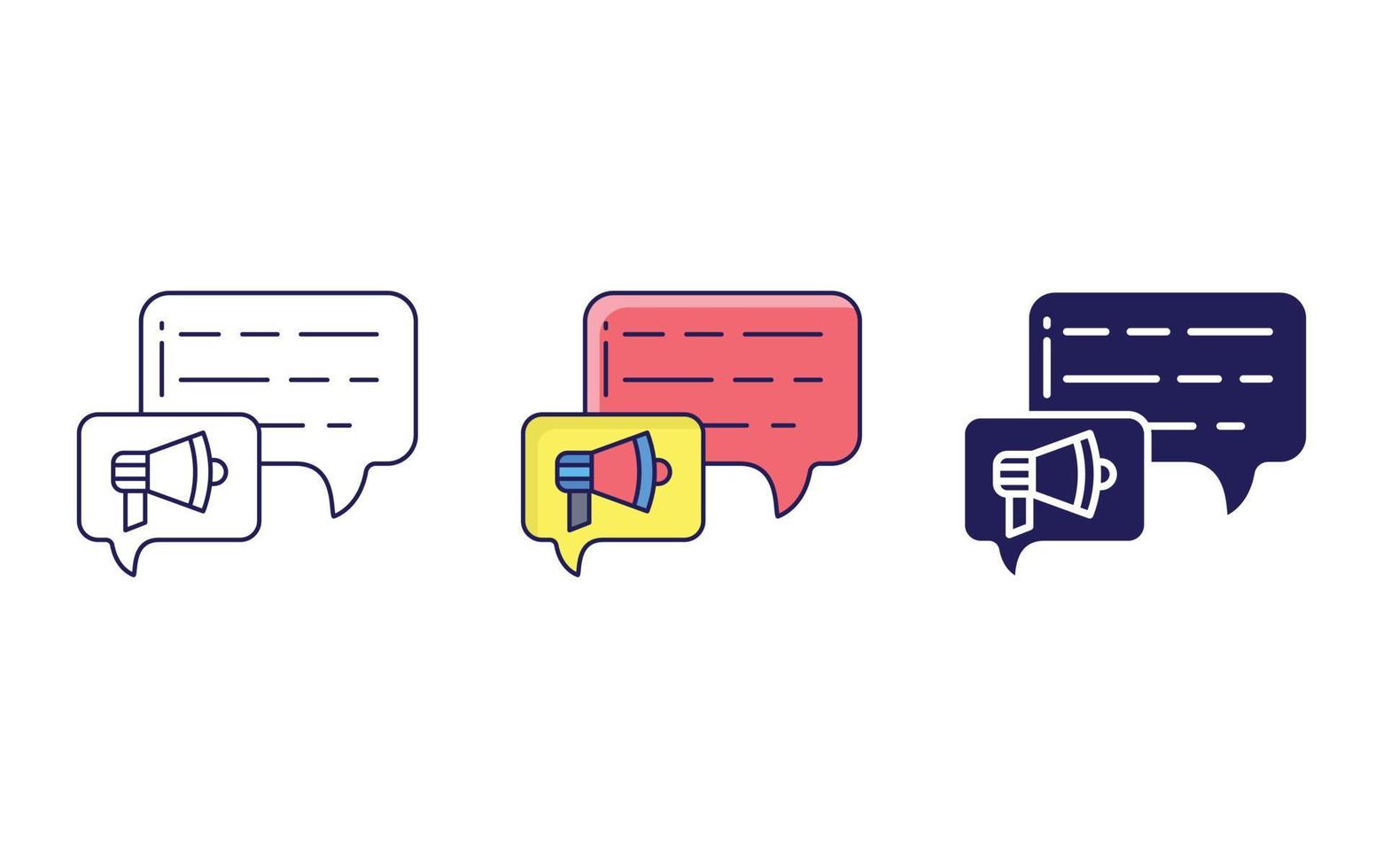 Ads chat line and glyph icon isolated on white background, Message Bubbles  Vector illustration collection.