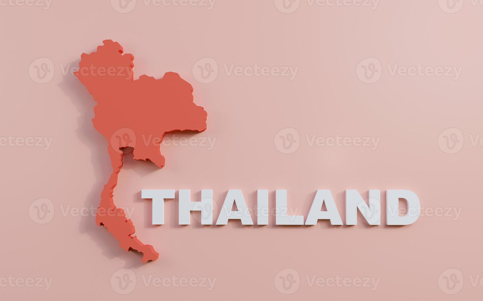 Tailandia mapa 3d. representación 3d del mapa nacional en el continente asiático foto