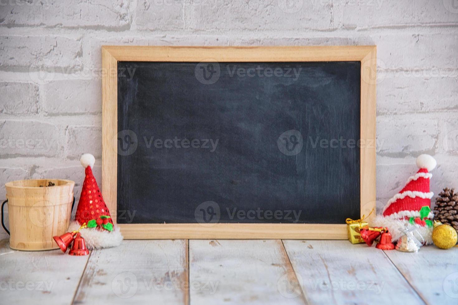 Christmas decoration on wooden backgroun. photo